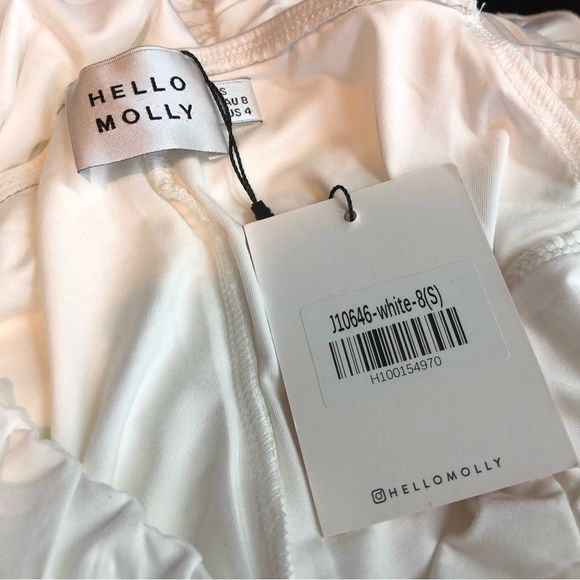 Hello Molly Montage Moment Dress in White size 4/Small NWT Ruched Off Shoulder - Picture 11 of 15